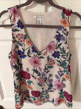 Tabitha Webb sleeveless botanical floral blouse V-neckline fully lined flowy S